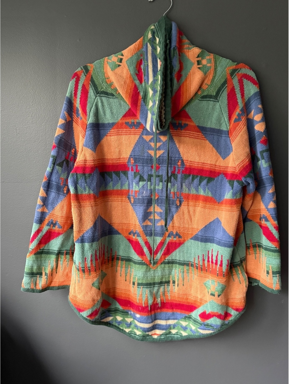Chaps Colorful Geometric Pattern Hooded Pullover Sweater